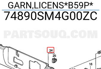 Honda 74890SM4G00ZC GARN,LICENS*B59P*