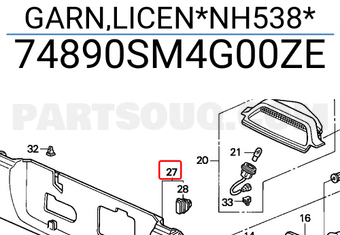 Honda 74890SM4G00ZE GARN,LICEN*NH538*
