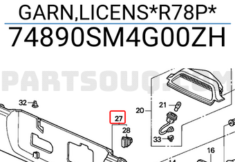 Honda 74890SM4G00ZH GARN,LICENS*R78P*