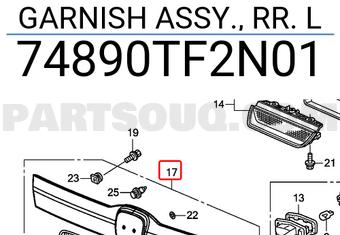 Honda 74890TF2N01 GARNISH ASSY., RR. L