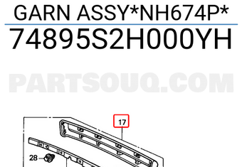 Honda 74895S2H000YH GARN ASSY*NH674P*