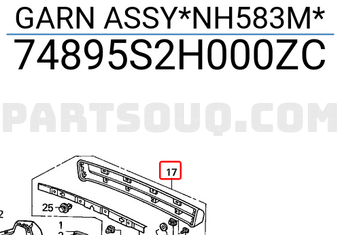 Honda 74895S2H000ZC GARN ASSY*NH583M*