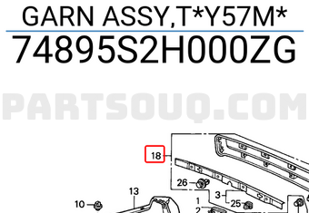 Honda 74895S2H000ZG GARN ASSY,T*Y57M*
