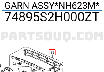 Honda 74895S2H000ZT GARN ASSY*NH623M*