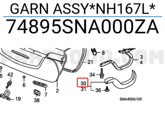 Honda 74895SNA000ZA GARN ASSY*NH167L*