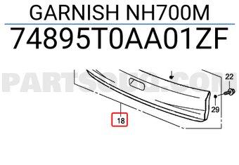 Honda 74895T0AA01ZF GARNISH NH700M