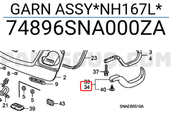 Honda 74896SNA000ZA GARN ASSY*NH167L*