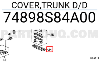 Honda 74898S84A00 COVER,TRUNK D/D