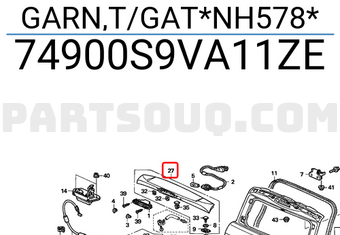 Honda 74900S9VA11ZE GARN,T/GAT*NH578*