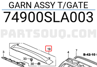 Honda 74900SLA003 GARN ASSY T/GATE