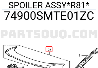 Honda 74900SMTE01ZC SPOILER ASSY*R81*