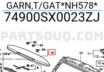 Honda 74900SX0023ZJ GARN,T/GAT*NH578*