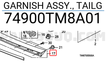 Honda 74900TM8A01 GARNISH ASSY., TAILG