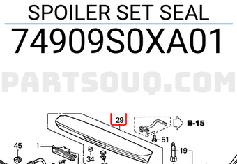 Honda 74909S0XA01 SPOILER SET SEAL