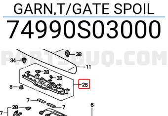 Honda 74990S03000 GARN,T/GATE SPOIL