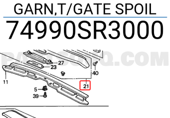 Honda 74990SR3000 GARN,T/GATE SPOIL