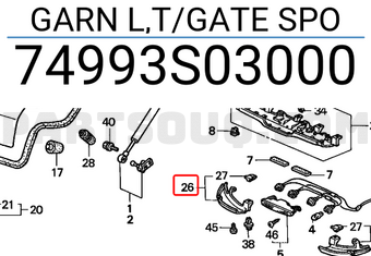Honda 74993S03000 GARN L,T/GATE SPO