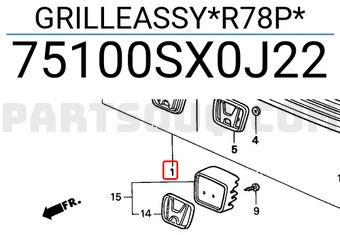 Honda 75100SX0J22 GRILLEASSY*R78P*