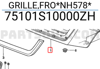 Honda 75101S10000ZH GRILLE,FRO*NH578*
