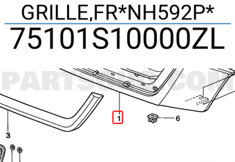 Honda 75101S10000ZL GRILLE,FR*NH592P*