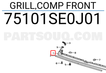 Honda 75101SE0J01 GRILL,COMP FRONT