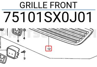 Honda 75101SX0J01 GRILLE FRONT