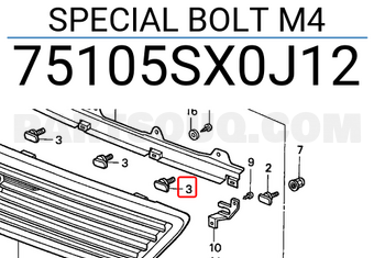 Honda 75105SX0J12 SPECIAL BOLT M4