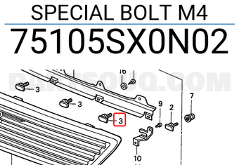 Honda 75105SX0N02 SPECIAL BOLT M4