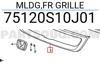 Honda 75120S10J01 MLDG,FR GRILLE