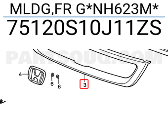 Honda 75120S10J11ZS MLDG,FR G*NH623M*