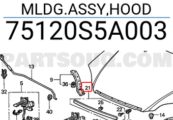 Honda 75120S5A003 MLDG.ASSY,HOOD
