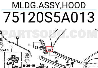 Honda 75120S5A013 MLDG.ASSY,HOOD