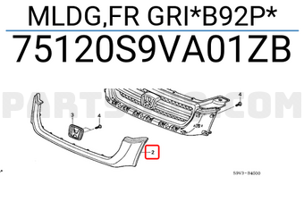 Honda 75120S9VA01ZB MLDG,FR GRI*B92P*