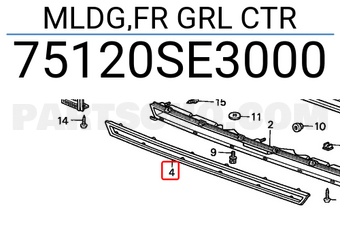 Honda 75120SE3000 MLDG,FR GRL CTR