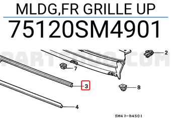 Honda 75120SM4901 MLDG,FR GRILLE UP