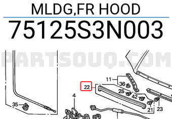 Honda 75125S3N003 MLDG,FR HOOD