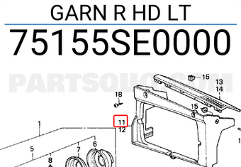 Honda 75155SE0000 GARN R HD LT