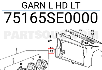 Honda 75165SE0000 GARN L HD LT
