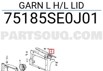 Honda 75185SE0J01 GARN L H/L LID