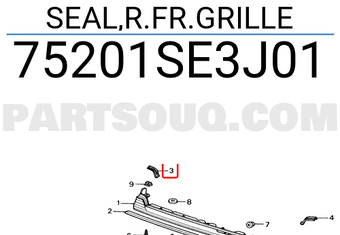 Honda 75201SE3J01 SEAL,R.FR.GRILLE