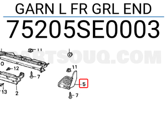 Honda 75205SE0003 GARN L FR GRL END