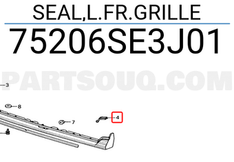 Honda 75206SE3J01 SEAL,L.FR.GRILLE