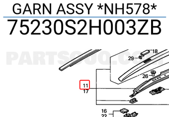 Honda 75230S2H003ZB GARN ASSY *NH578*