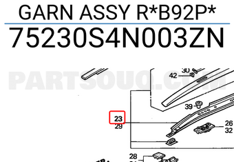 Honda 75230S4N003ZN GARN ASSY R*B92P*