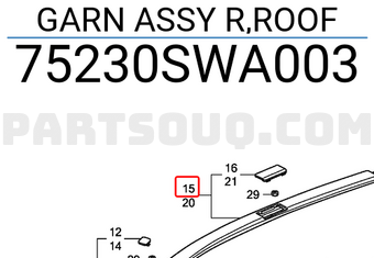 Honda 75230SWA003 GARN ASSY R,ROOF