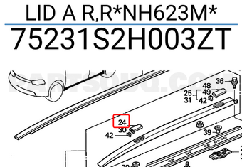 Honda 75231S2H003ZT LID A R,R*NH623M*