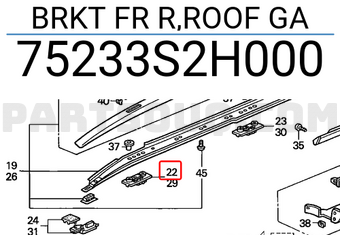Honda 75233S2H000 BRKT FR R,ROOF GA