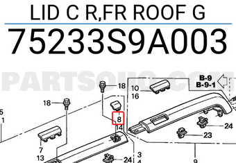 Honda 75233S9A003 LID C R,FR ROOF G