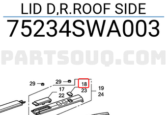 Honda 75234SWA003 LID D,R.ROOF SIDE