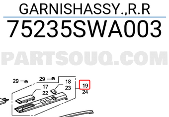 Honda 75235SWA003 GARNISHASSY.,R.R